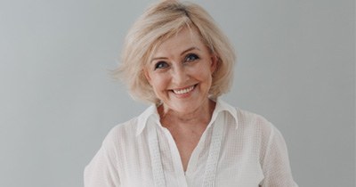 Woman smiling with dentures